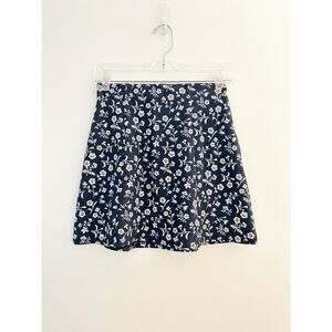 Hollister Blue Floral Mini Skater Skirt Size Extra Small